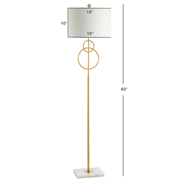 Haines 60" Modern Circle Marble/Metal LED Floor Lamp - JONATHAN Y